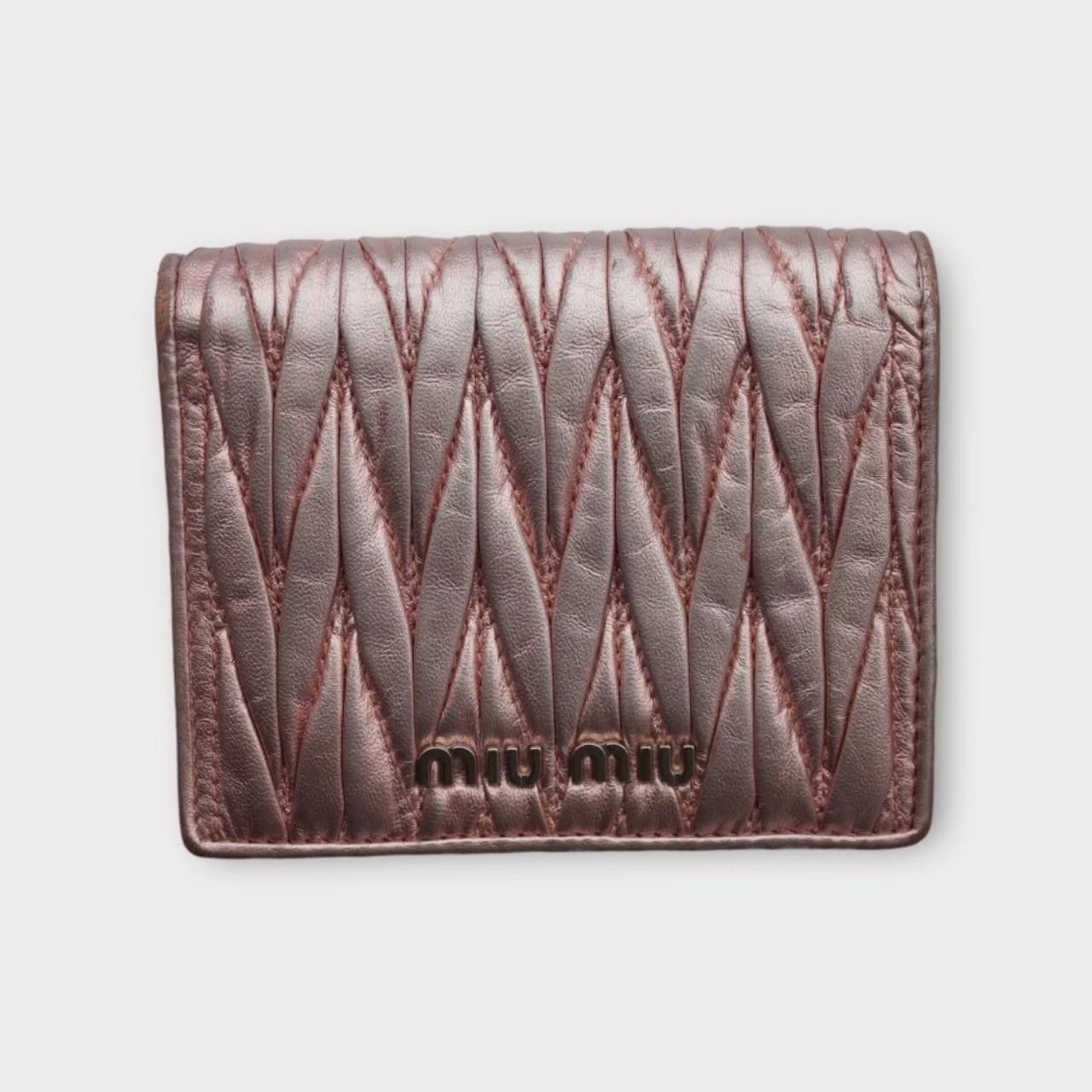 image of Miu Miu Pink Silver Wallet, Women's