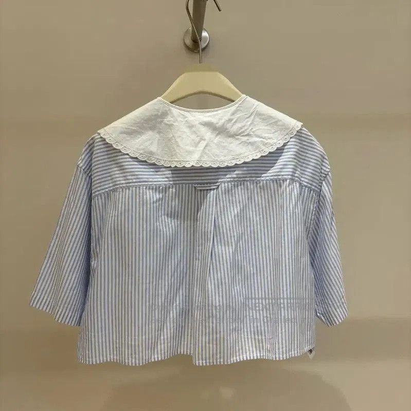 Miu Miu Miu Miu Blue Striped Cropped Women's Shirt . Size M / US 6-8 / IT 42-44 - 2 Thumbnail