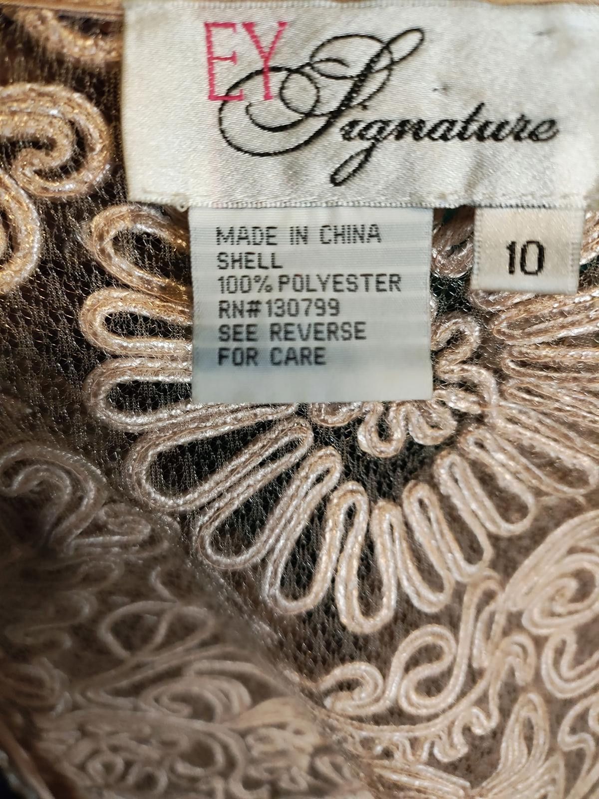 Other EY Signature Women's Beige Embroidered Sheer Blazer Size L / US 10 / IT 46 - 7 Thumbnail