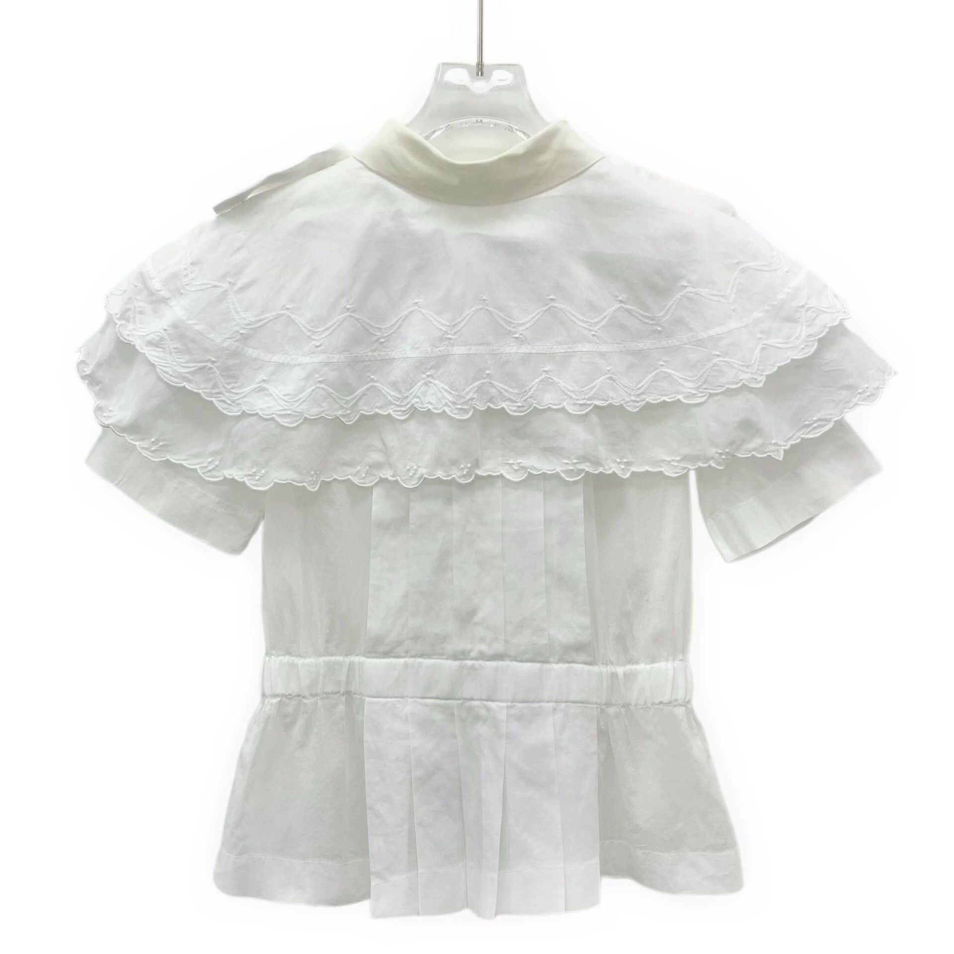 Chanel KW0770 Chanel White Lace-up Fitted Short-Sleeve Shirt Size XXS / US 00 / IT 34 - 2 Thumbnail