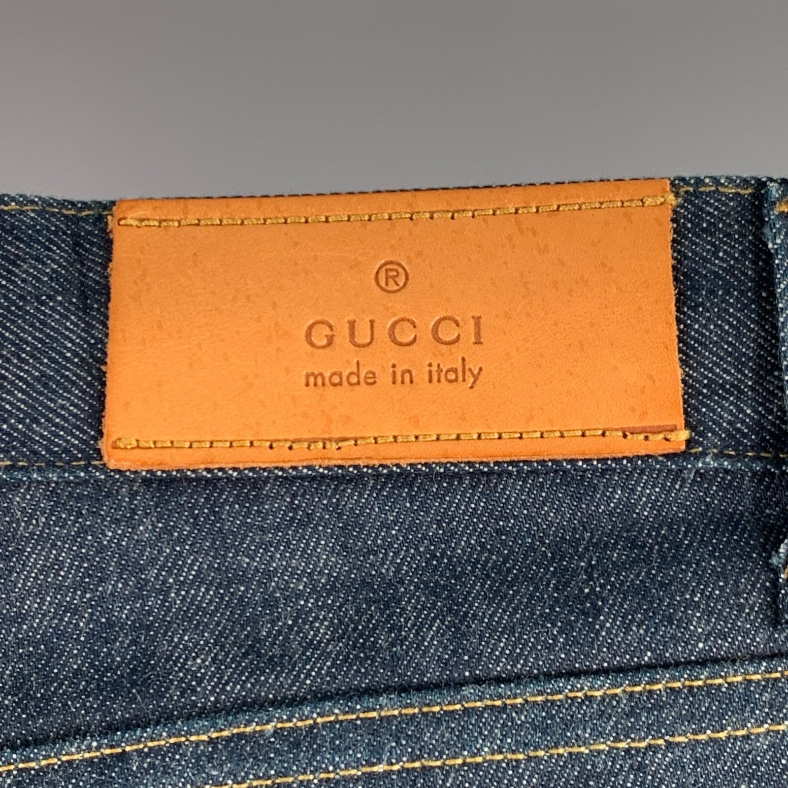 Gucci 28 Blue Contrast Stitch Cotton Straight Button Fly Jeans Size US 28 / EU 44 - 3 Thumbnail