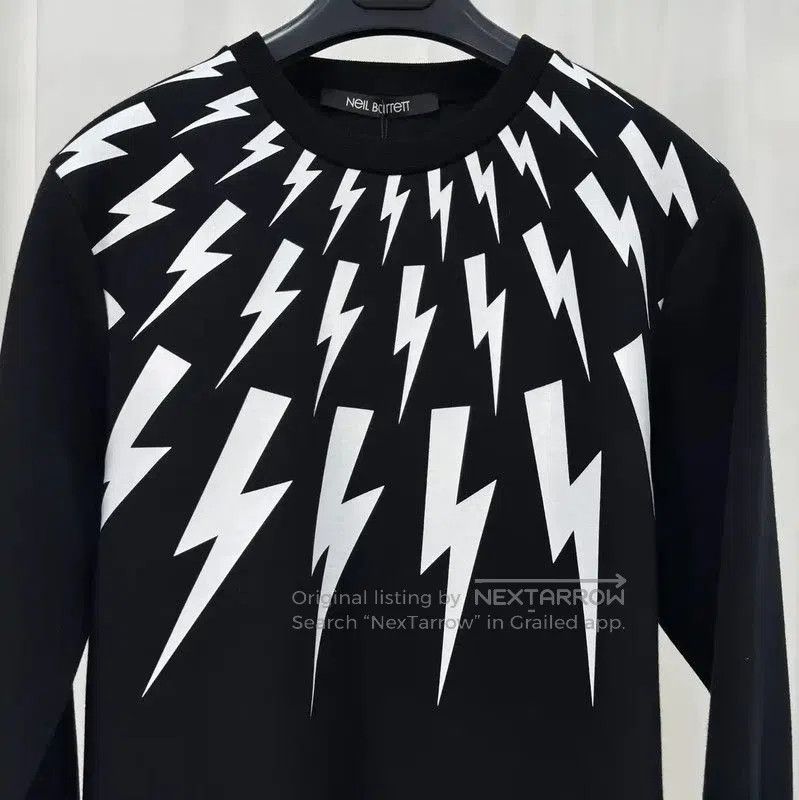 Neil Barrett NeIL BarreTT Black Lightning Print Long Sleeve Hoodie . Size XS / US 0-2 / IT 36-38 - 3 Thumbnail