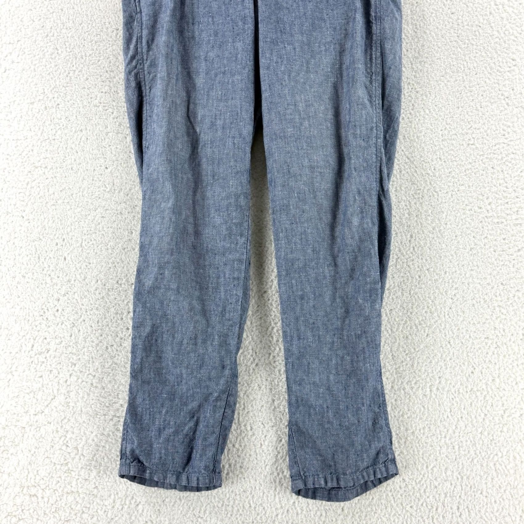 J. Jill J. Jill Linen Pull On Blue Crop Pants Womens Small Straight Leg Mid Rise Casual Linen Pants Size 28" / US 6 / IT 42 - 3 Thumbnail