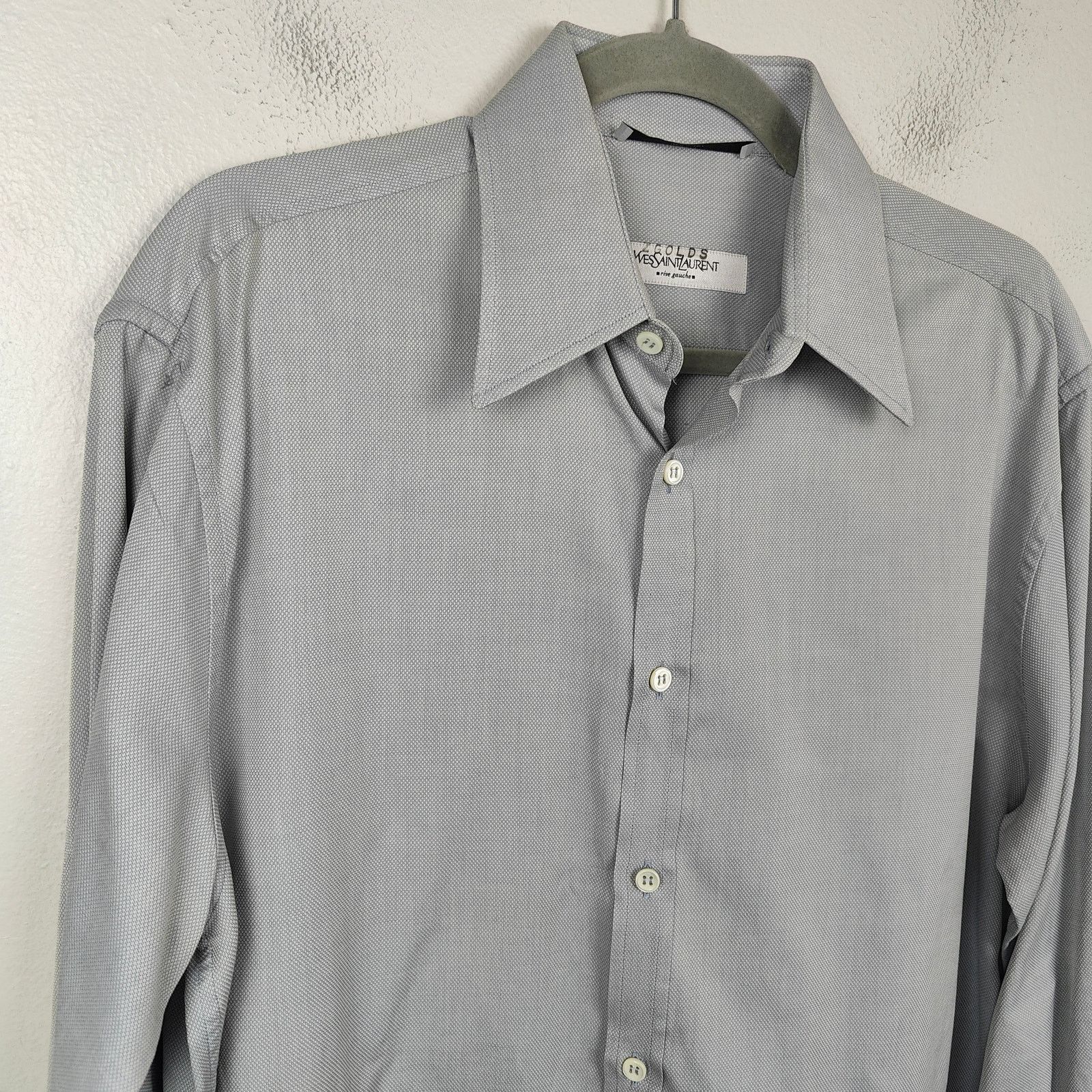 Yves Saint Laurent Yves Saint Laurent Dress Shirt Mens 40 15 3/4 Gray Brushed Size US M / EU 48-50 / 2 - 2 Thumbnail