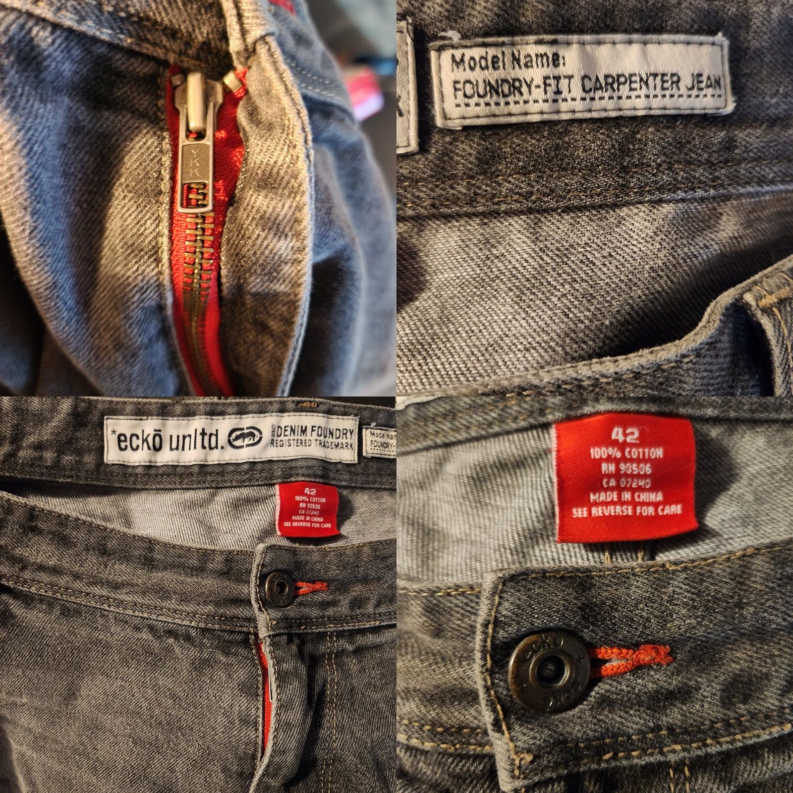 Ecko Unltd. VINTAGE Ecko Unltd Carpenter Jeans Men's 42x33 Black Distressed Baggy Y2K Straight Jeans Mens Size 42 Black Distressed Baggy Cell Size US 42 / EU 58 - 11 Thumbnail