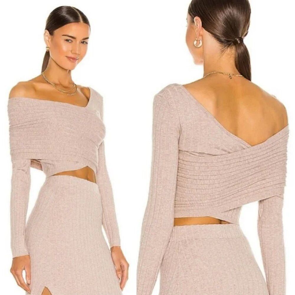 Ronny Kobo Ronny Kobo Rosette One-Shoulder Knit Oatmeal Top Size XS Size XS / US 0-2 / IT 36-38 - 2 Thumbnail