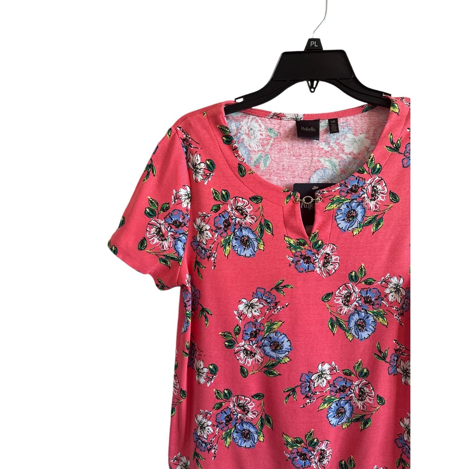 Other Rafaella Floral Short Sleeve Round Neck Cotton Blouse Top Size L / US 10 / IT 46 - 4 Thumbnail