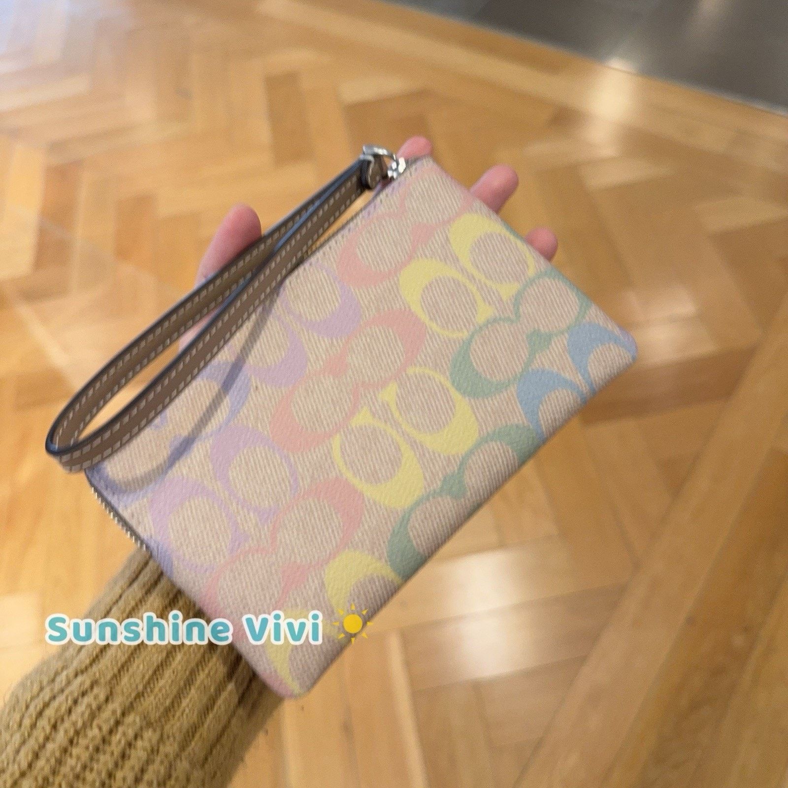 Coach NWT Coach Corner Zip Wristlet Rainbow CDF28 Silver Sand Size ONE SIZE - 3 Thumbnail