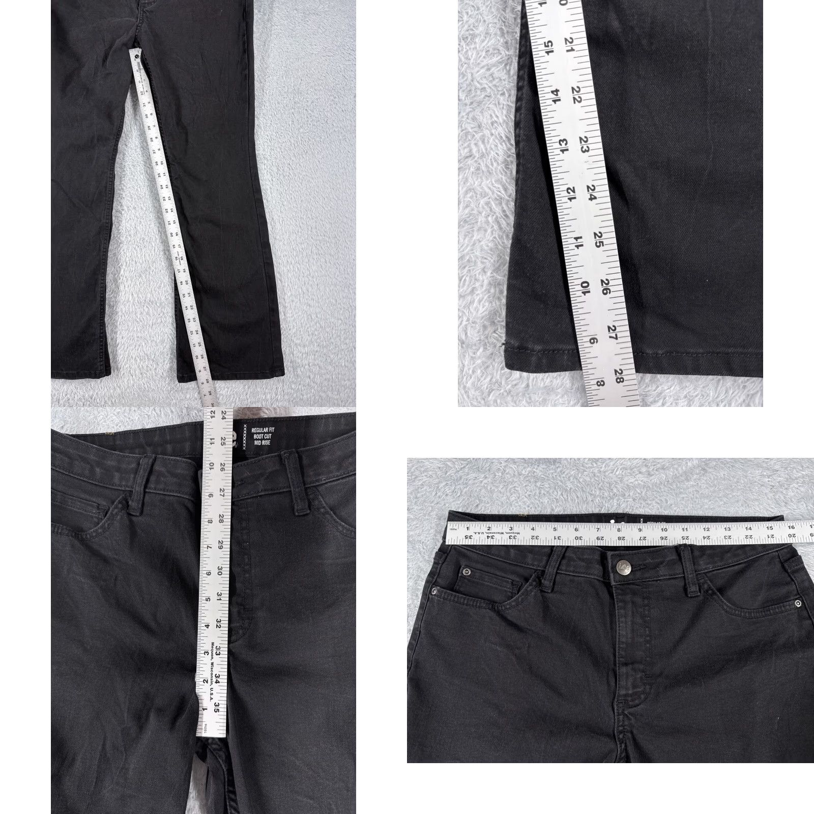 Lee Lee Jeans Women 12P Black Denim Bootcut Regular Mid Rise 31x28 Cotton Blend 5-Pocket Zipper Slimming Classic Lee Slender Secret Mens? Size 34" / US 12 / IT 48 - 8 Thumbnail