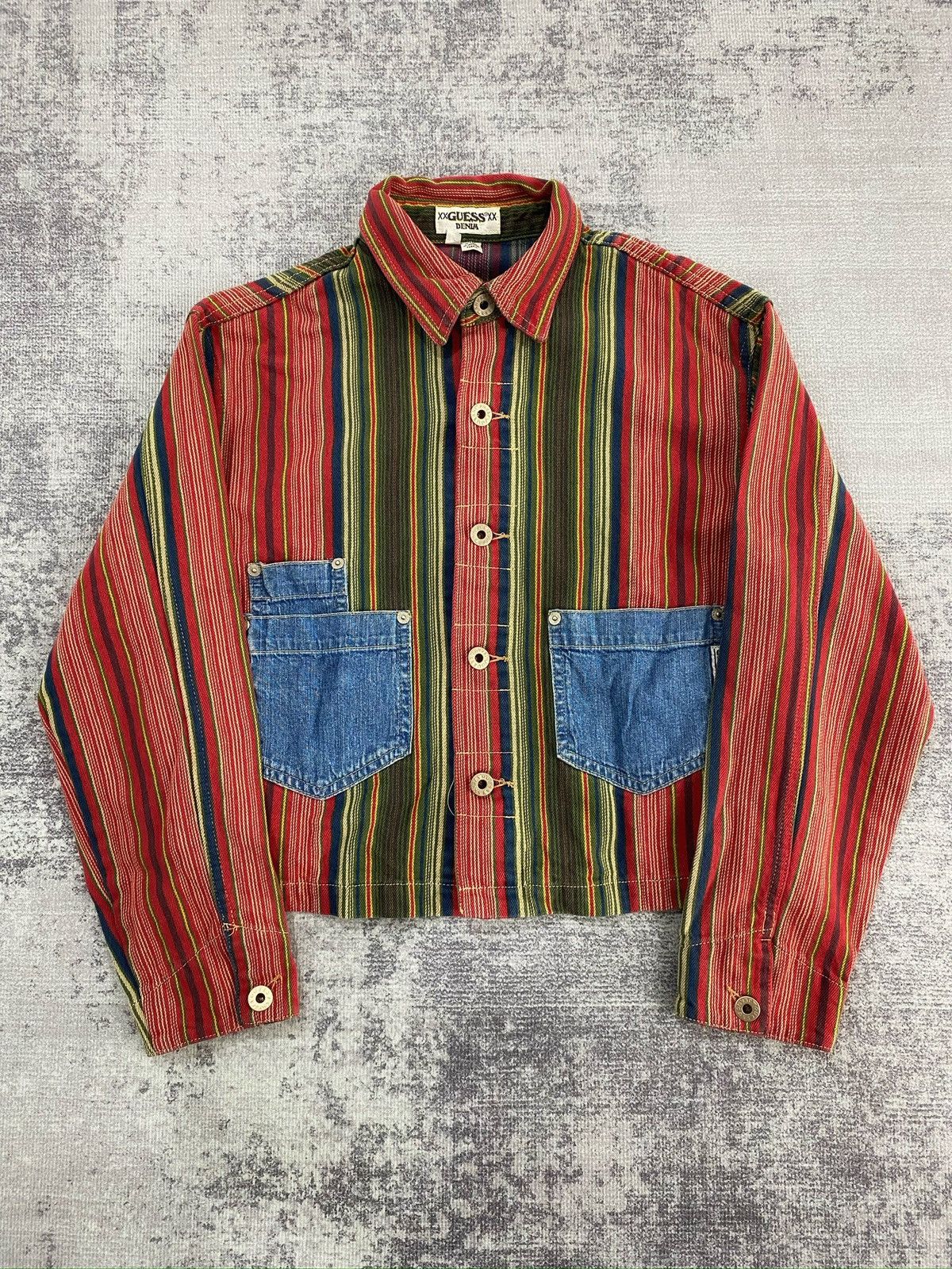 Guess Vintage guess striped cropped workwear jacket bucklebacks Size US S / EU 44-46 / 1 - 1 Thumbnail