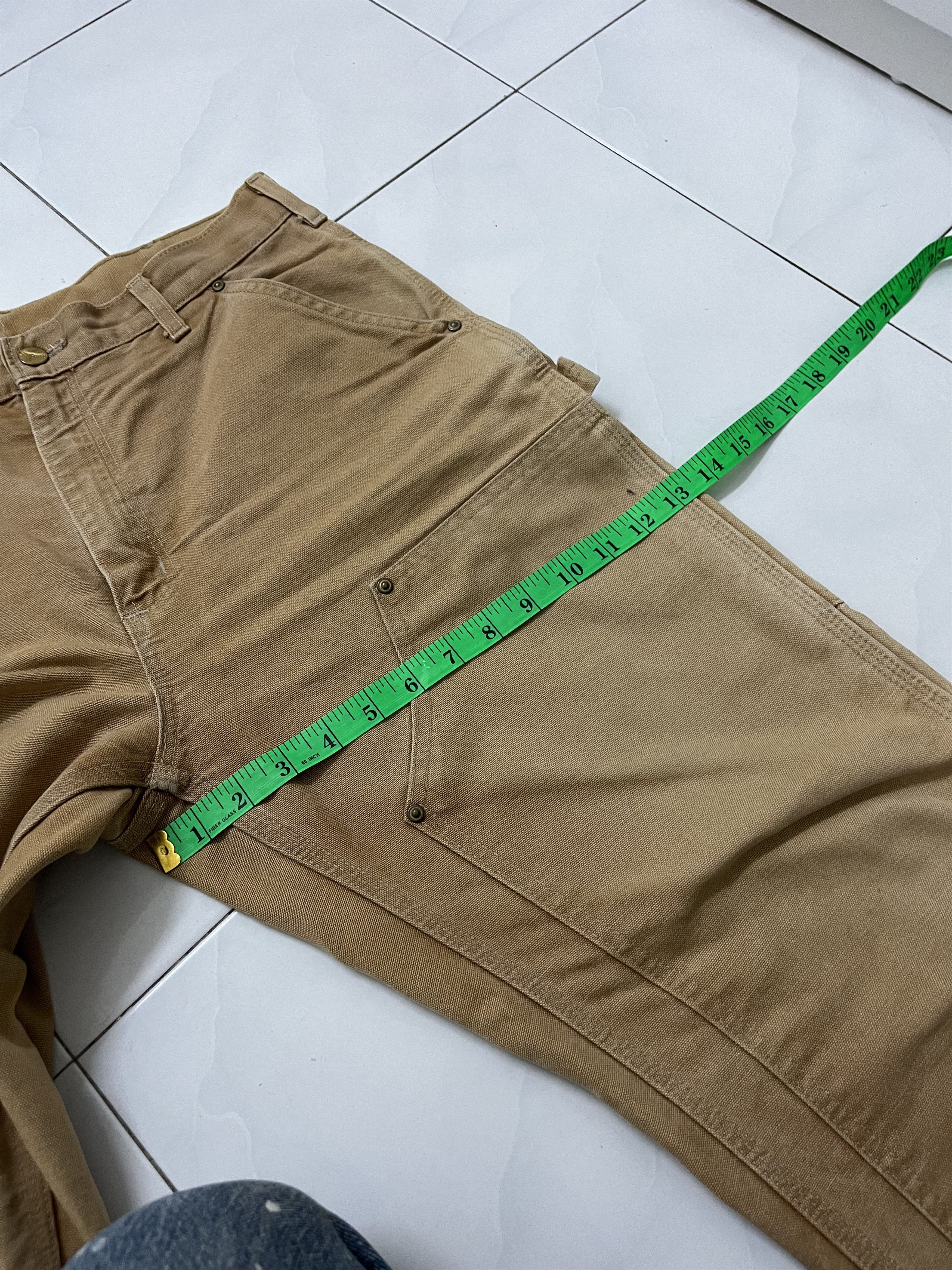 Carhartt Carhatt Double Knee Dungaree Sun Faded Distressed Pants Size US 34 / EU 50 - 17 Thumbnail