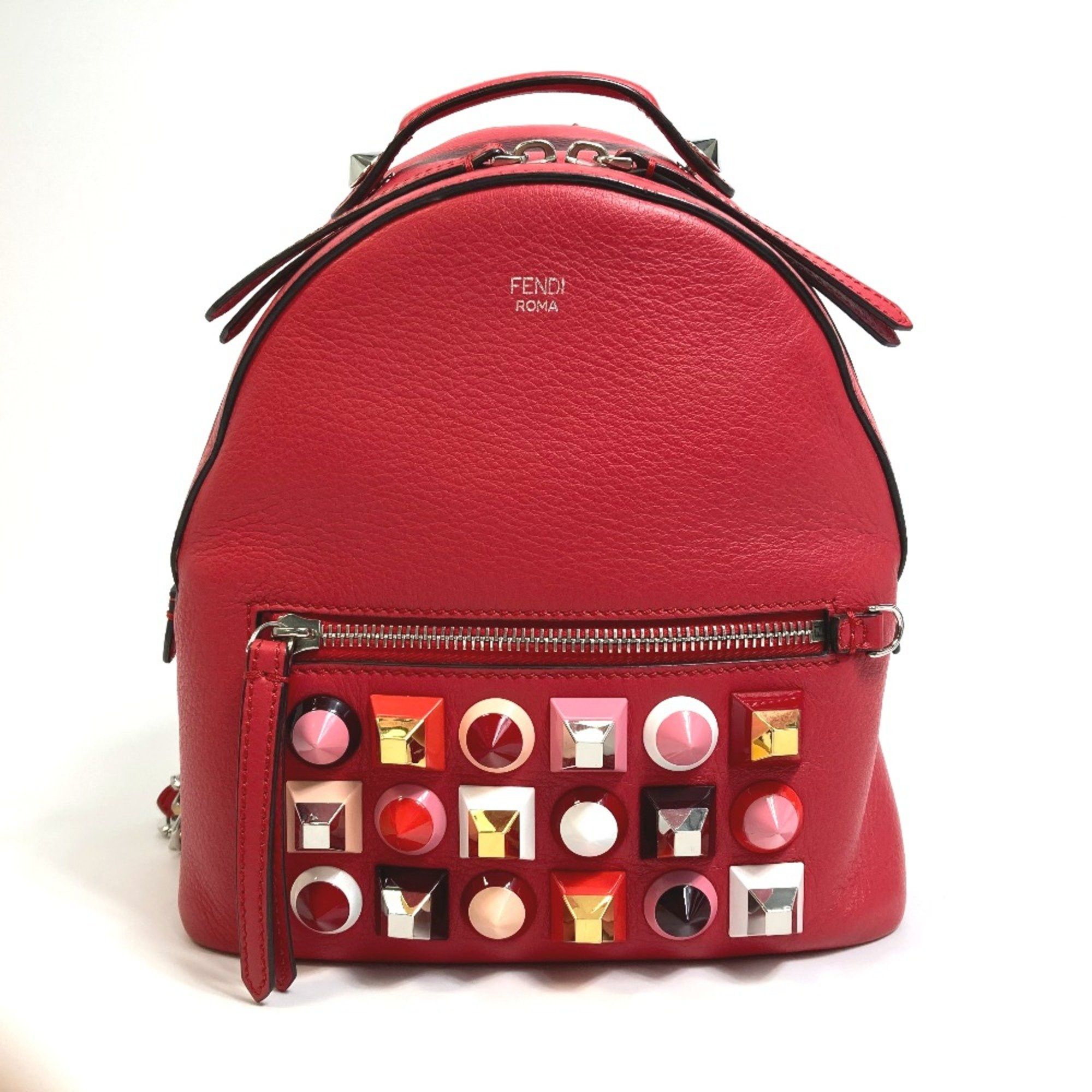 Fendi Fendi 8BZ038 Valentine limited color studs Backpack Backpack Red Red Size ONE SIZE - 1 Thumbnail