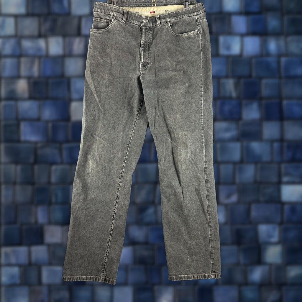 Vintage Hiltl Jeans Mens 38 Relax Cotton Pockets Gray Charcoal Denim 5-Pocket Stretch Straight Modern Classic Relaxed Fit Casual Trousers Pants Size US 38 / EU 54 - 1 Thumbnail