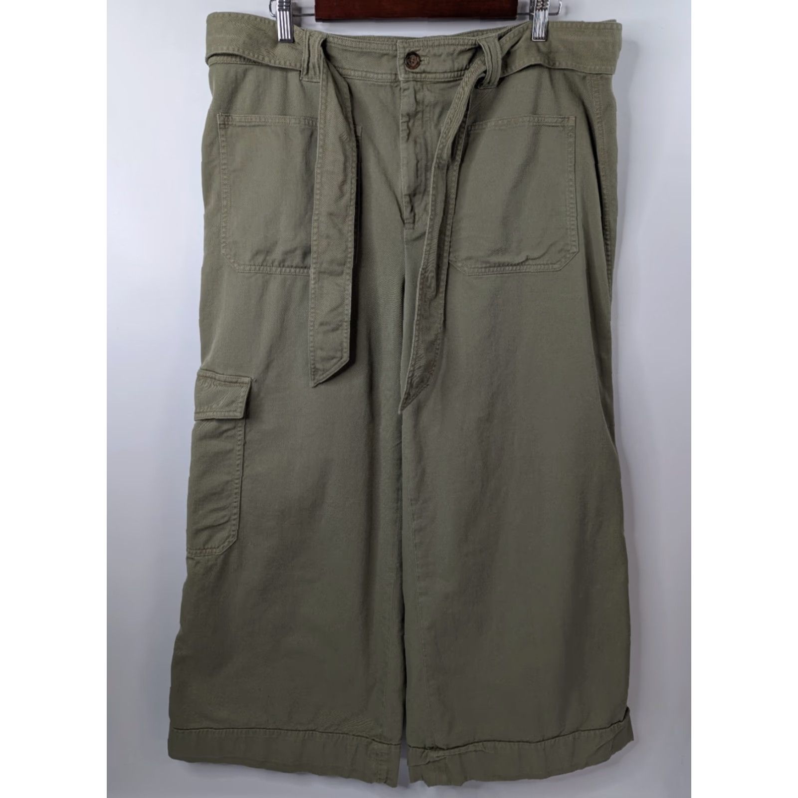 Ralph Lauren Lauren Ralph Lauren Pants Cotton Twill Wide-Leg Cargo Belted Sage Green Size 16 Size 38" / US 16 / IT 52 - 2 Thumbnail
