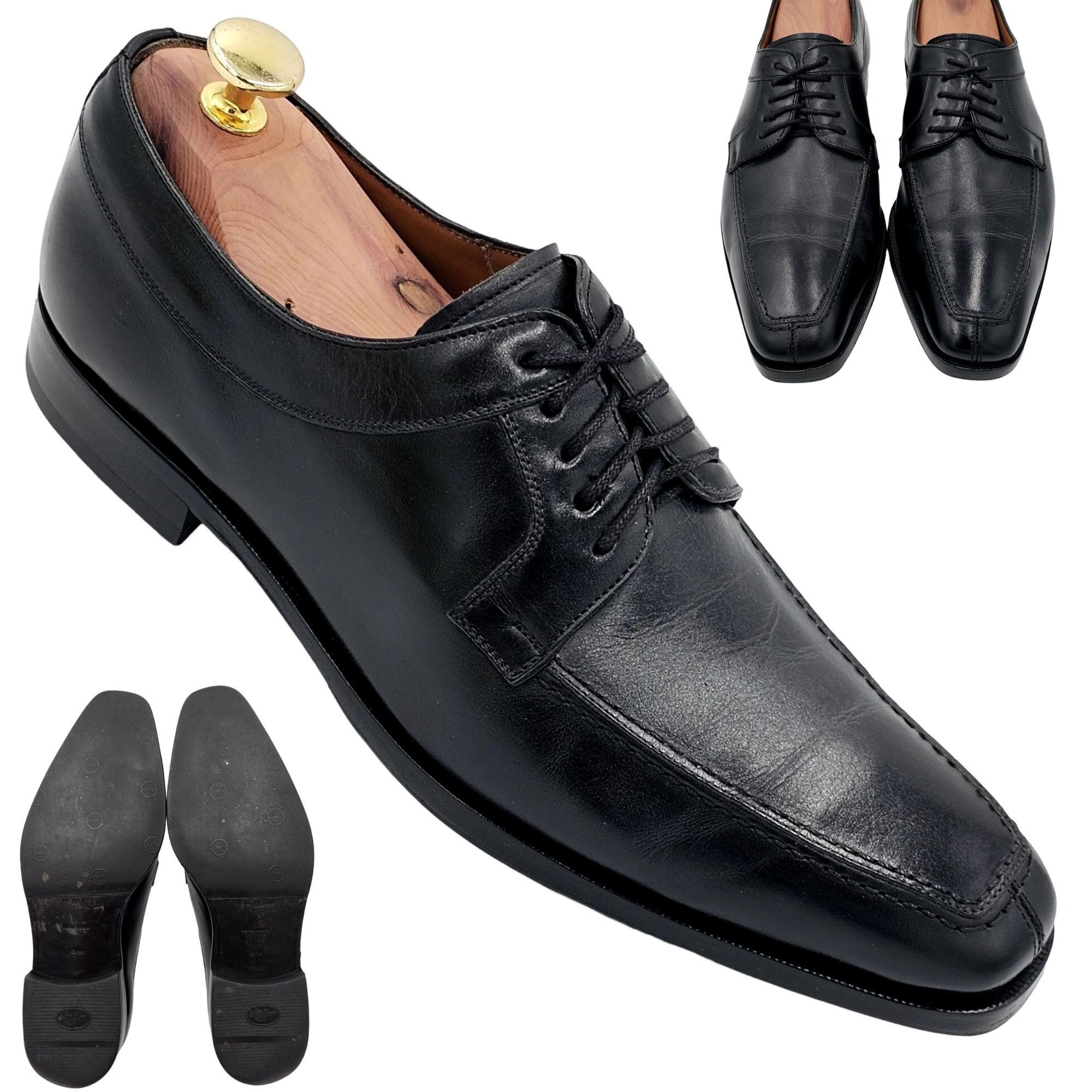 Mezlan Mezlan Spain Mens 8 Black Calfskin Leather Dress Shoes Derby Size US 8 / EU 41 - 1 Thumbnail