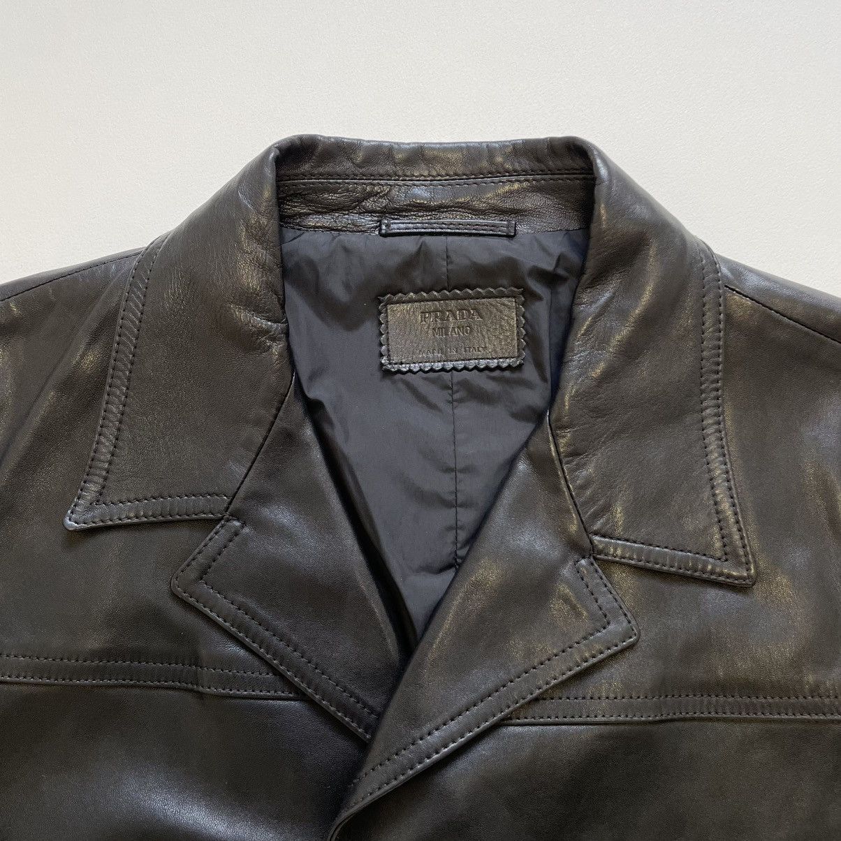 Prada A/W 06 Black Leather Overcoat Size US M / EU 48-50 / 2 - 5 Thumbnail