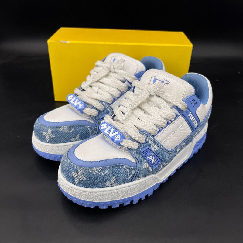 Louis Vuitton Louis Vuitton Trainer Maxi Blue and White Sneakers 0079 Size US 9 / EU 42 - 1 Thumbnail