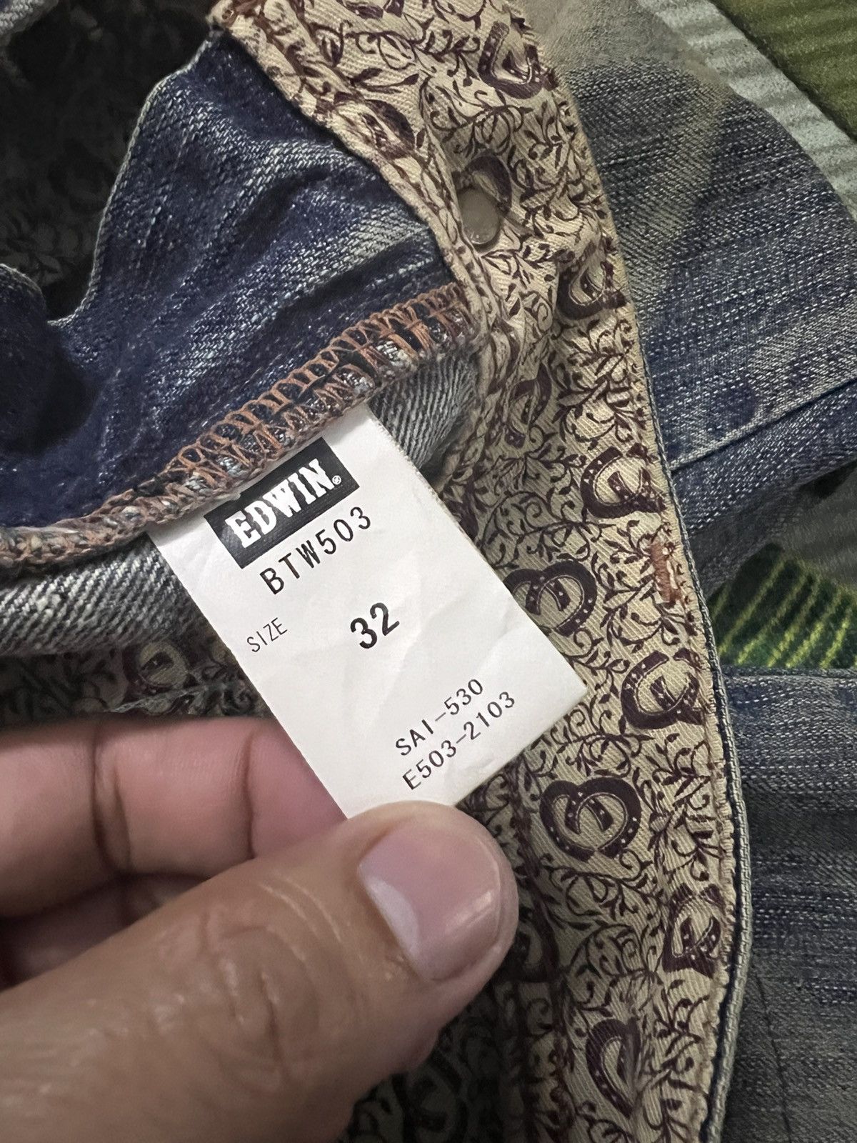 If Six Was Nine 💥Flare💥 Edwin 503 Blue Trip Eagle Model Distress Jean Size US 33 - 23 Thumbnail