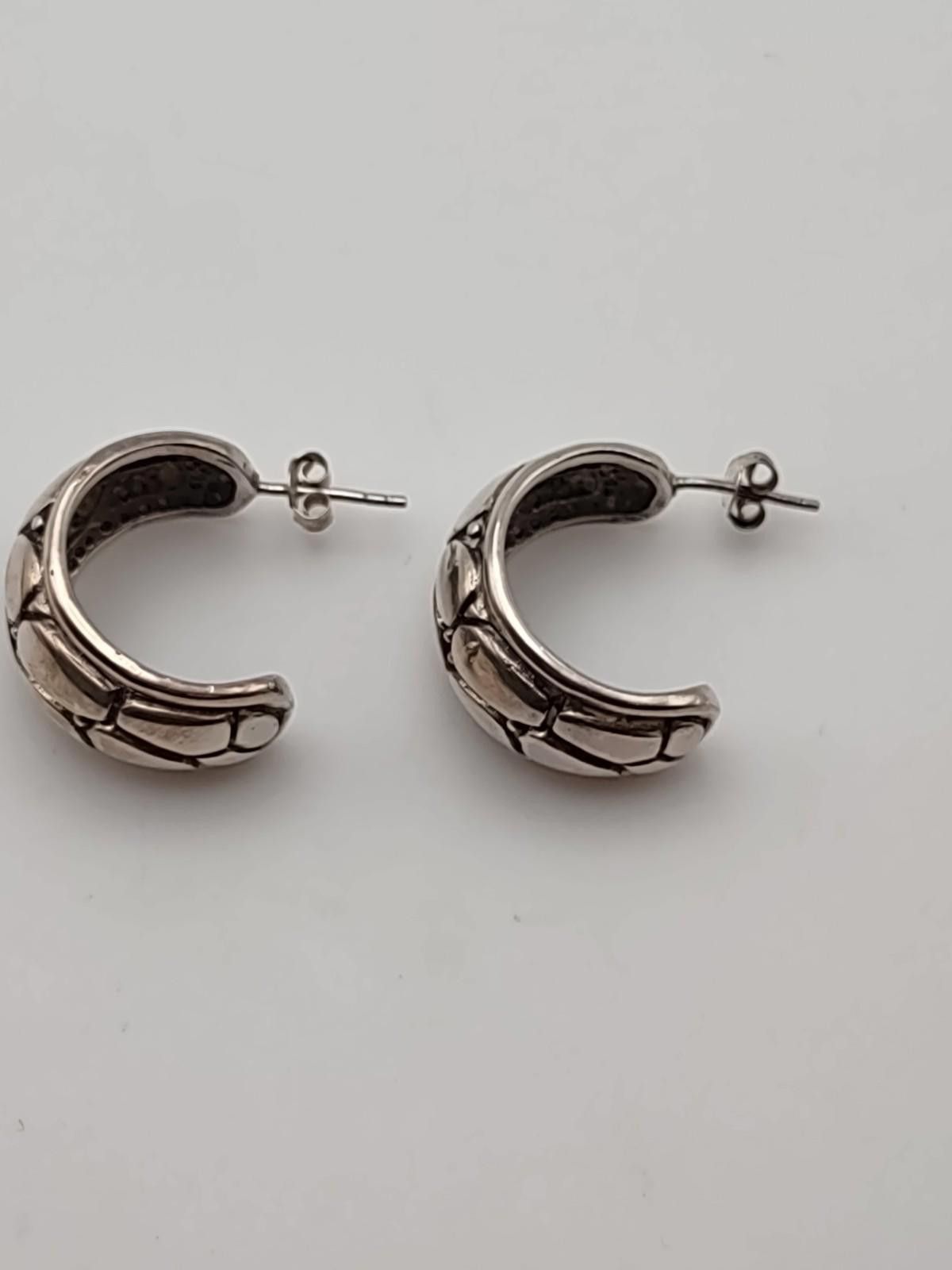 Sterling Silver Sterling Silver Chunky Hoop Earrings 925 Heavy Modern Size ONE SIZE - 2 Thumbnail