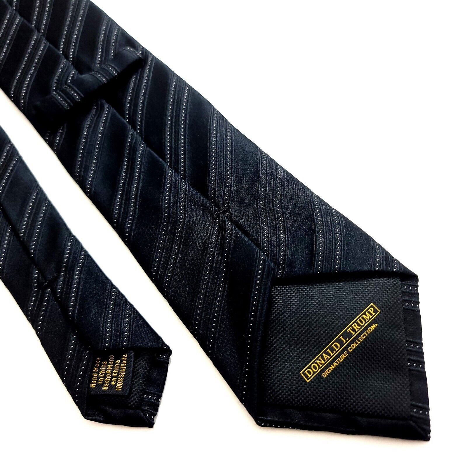 Designer Donald J Trump Black Woven Striped Silk Tie Size ONE SIZE - 5 Thumbnail