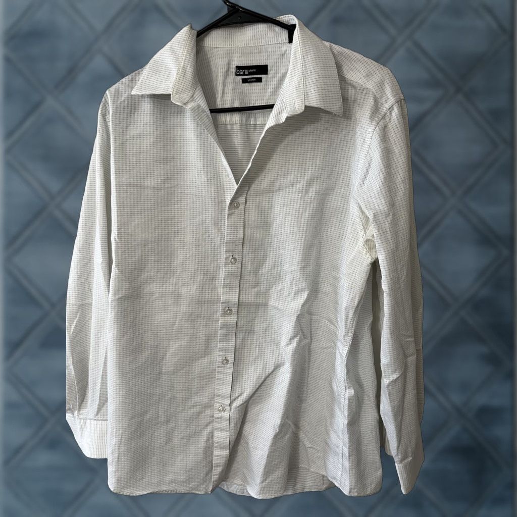 Bar III VINTAGE Bar III Slim Fit Shirt Mens Plaid Dress Shirt White 16.5 Neck L (16 1/2) Adult Large Button Up Size US L / EU 52-54 / 3 - 1 Thumbnail