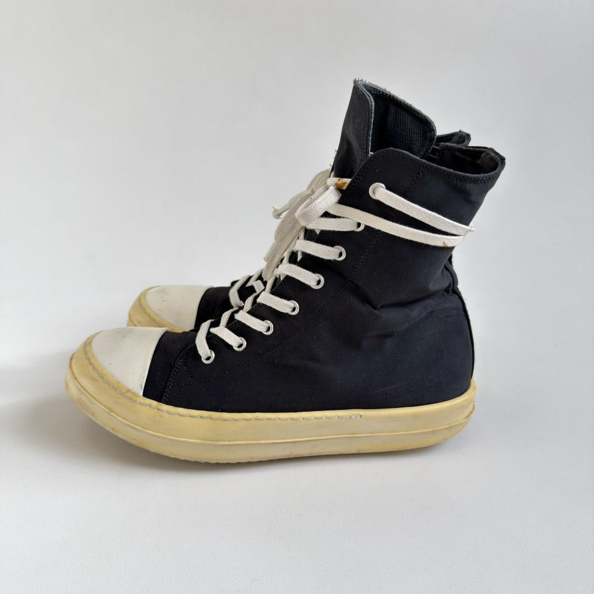 Rick Owens Drkshdw Yellow Sole Black Nylon Ramones Sneakers Size US 8 / EU 41 - 14 Thumbnail
