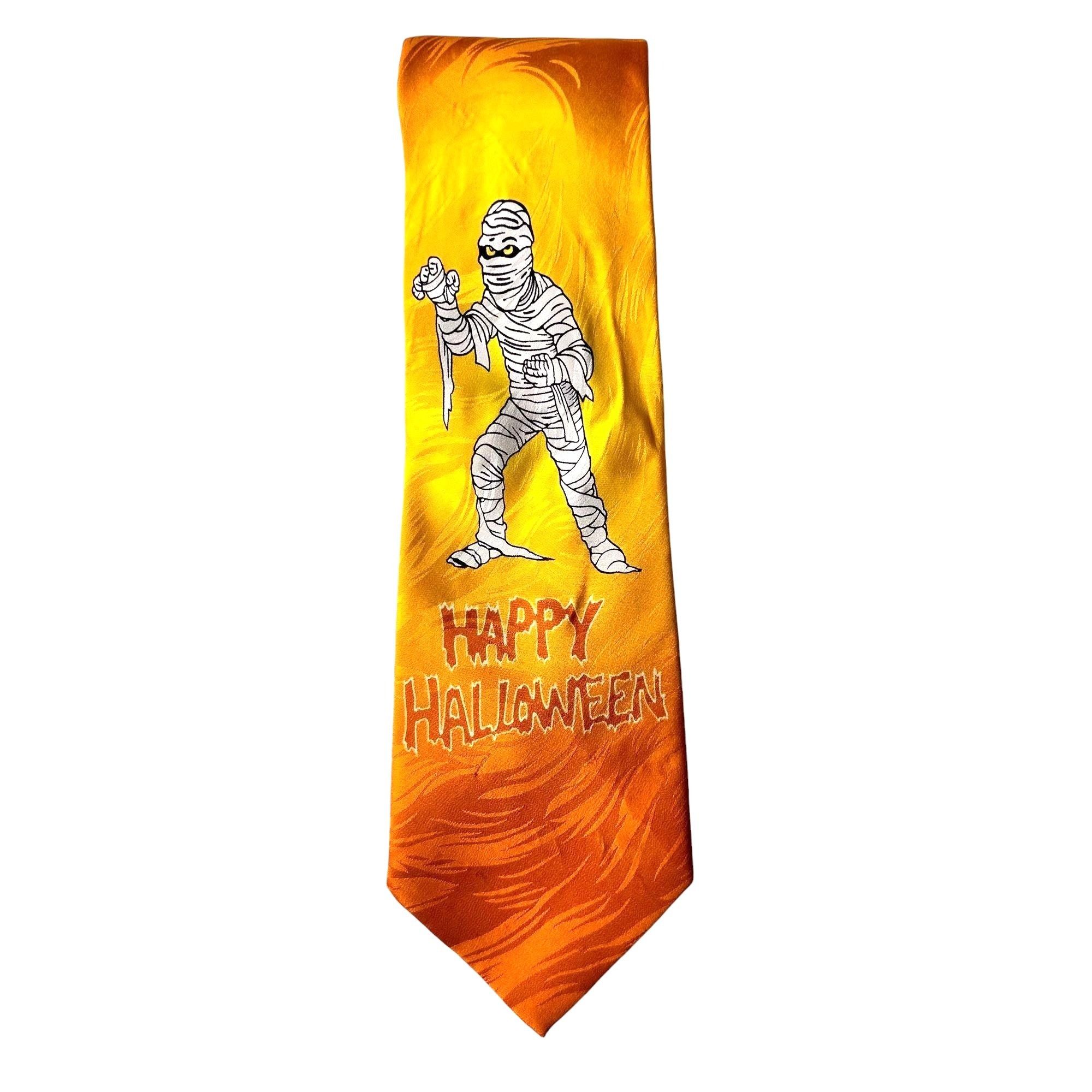 Handmade × Vintage Happy Halloween Mummy Necktie Vintage Keith Daniels Silk Tri Size ONE SIZE - 2 Thumbnail