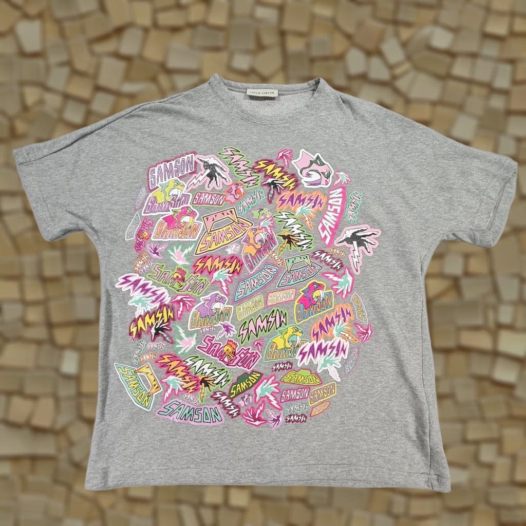 Vintage Shaun Samson Mens T Shirt Grey Large Cotton Tee Short Sleeves Crew Neck Logo Short Sleeve Shirt Mens L Grey City Sports Colourful Vintage No Size US L / EU 52-54 / 3 - 1 Thumbnail