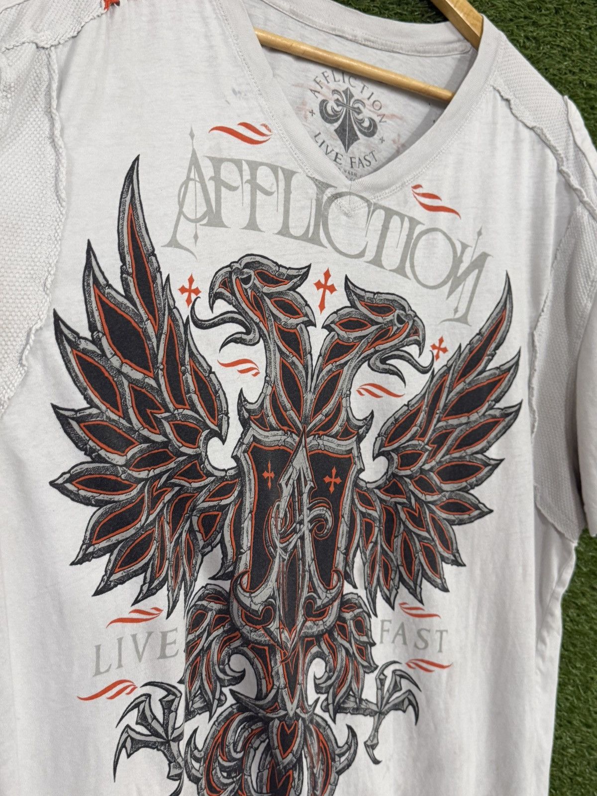 Affliction Affliction Eagle Distressed Y2K Chrome Metal Tee White 3XL Size US XXL / EU 58 / 5 - 3 Thumbnail