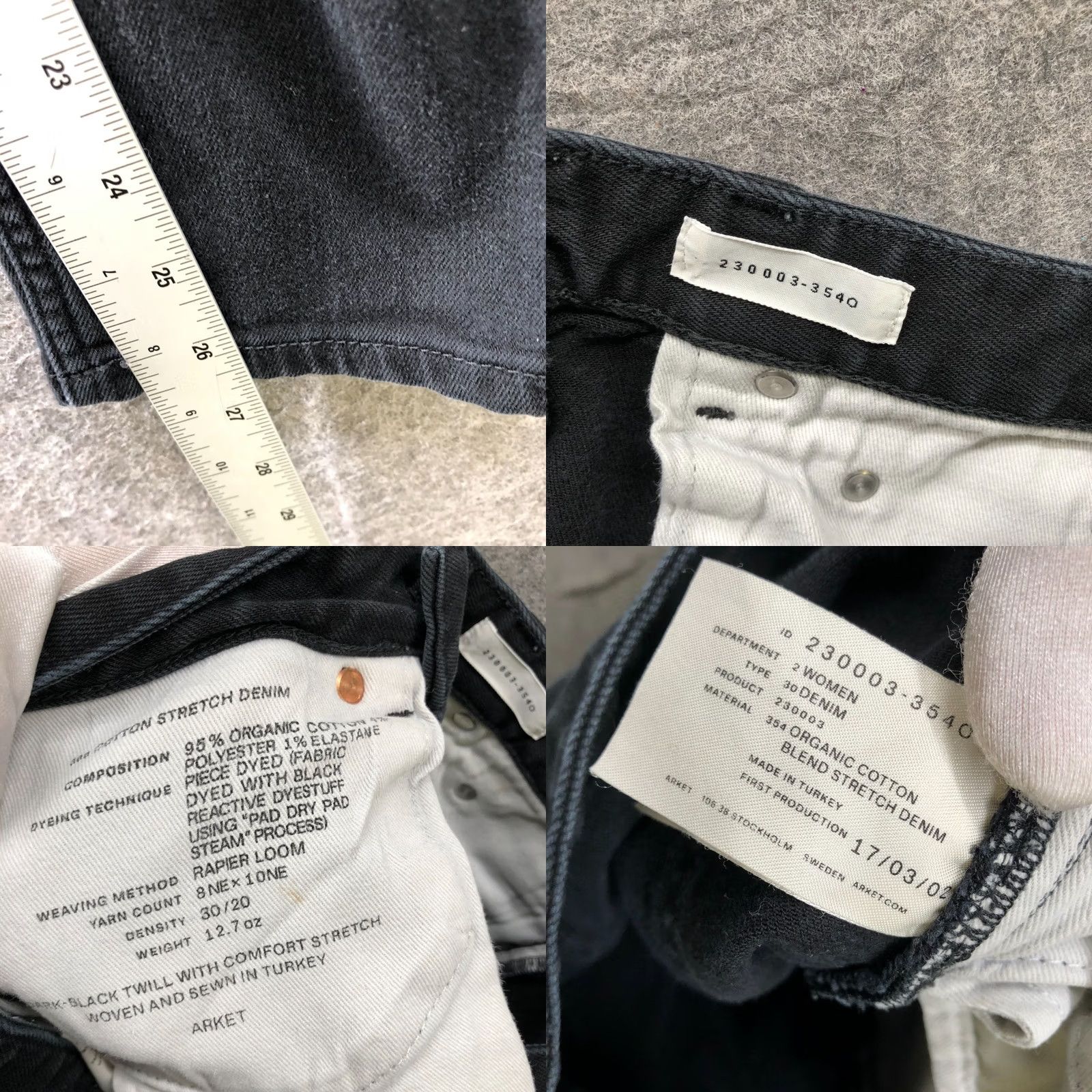 Arket Arket Jeans Womens 26 Black Organic Cotton Stretch Mid Rise Straight Leg 5-Pocket Denim Vintage No Women Jeans Size 26" / US 2 / IT 38 - 8 Thumbnail
