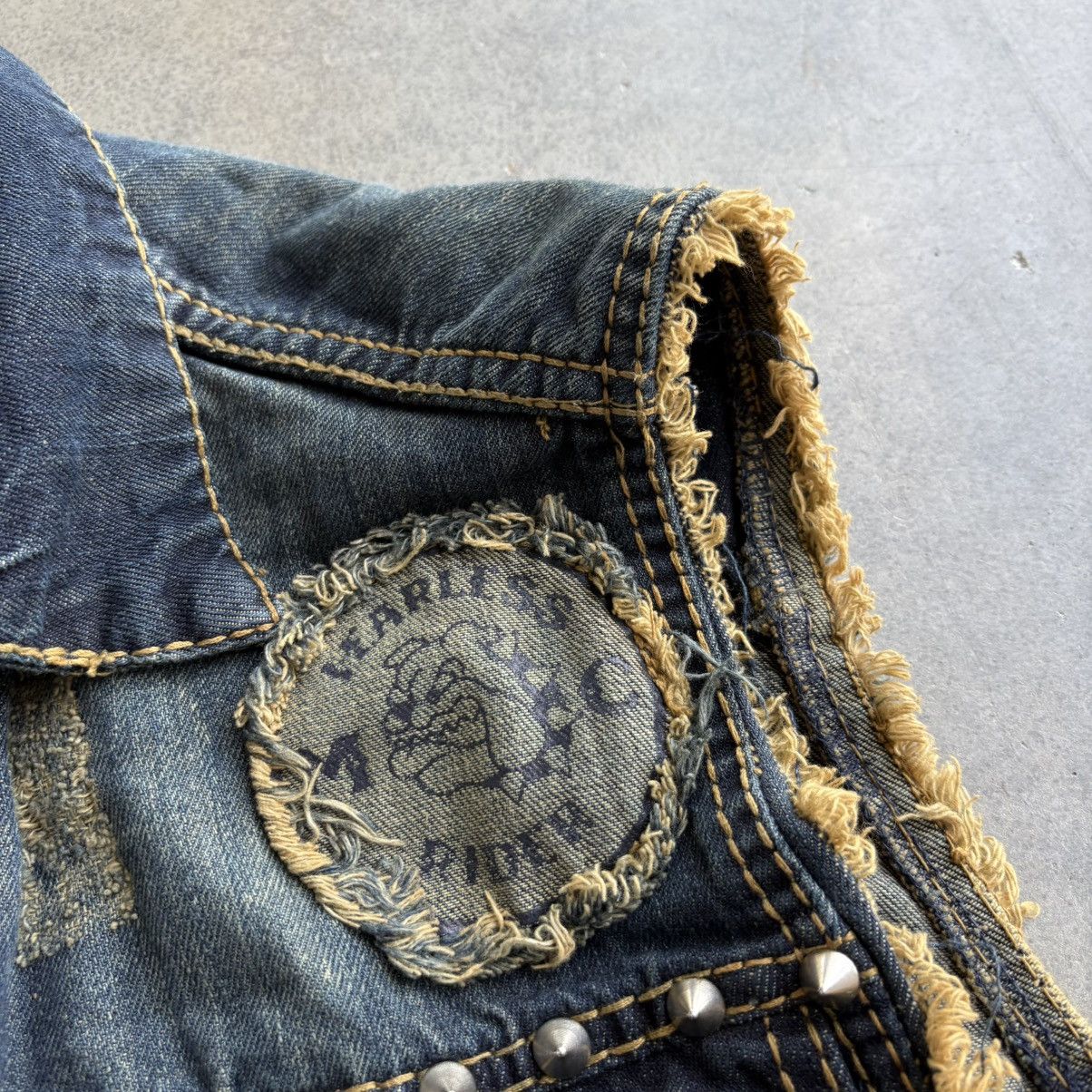 Japanese Brand × Vintage CRAZY Y2K Vintage Scab Punk Studded Jean Jacket Vest Thrash Size US M / EU 48-50 / 2 - 3 Thumbnail