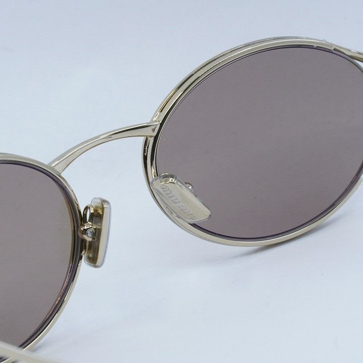 Miu Miu Miu Miu MU52YS ZVN20F Sunglasses Pale Gold Oval Frame, Pink Size ONE SIZE - 9 Thumbnail