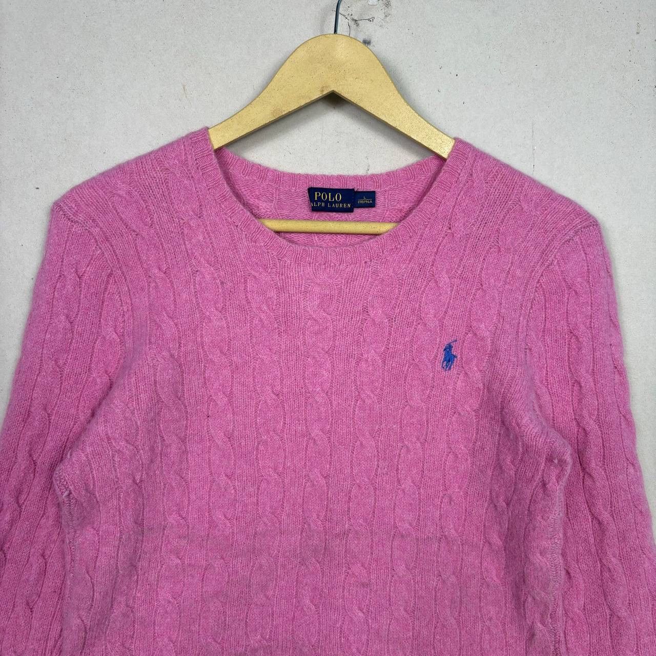 Polo Ralph Lauren Polo Ralph Lauren Pink Cable Knit Wool Cashmere Sweater L Size L / US 10 / IT 46 - 3 Thumbnail