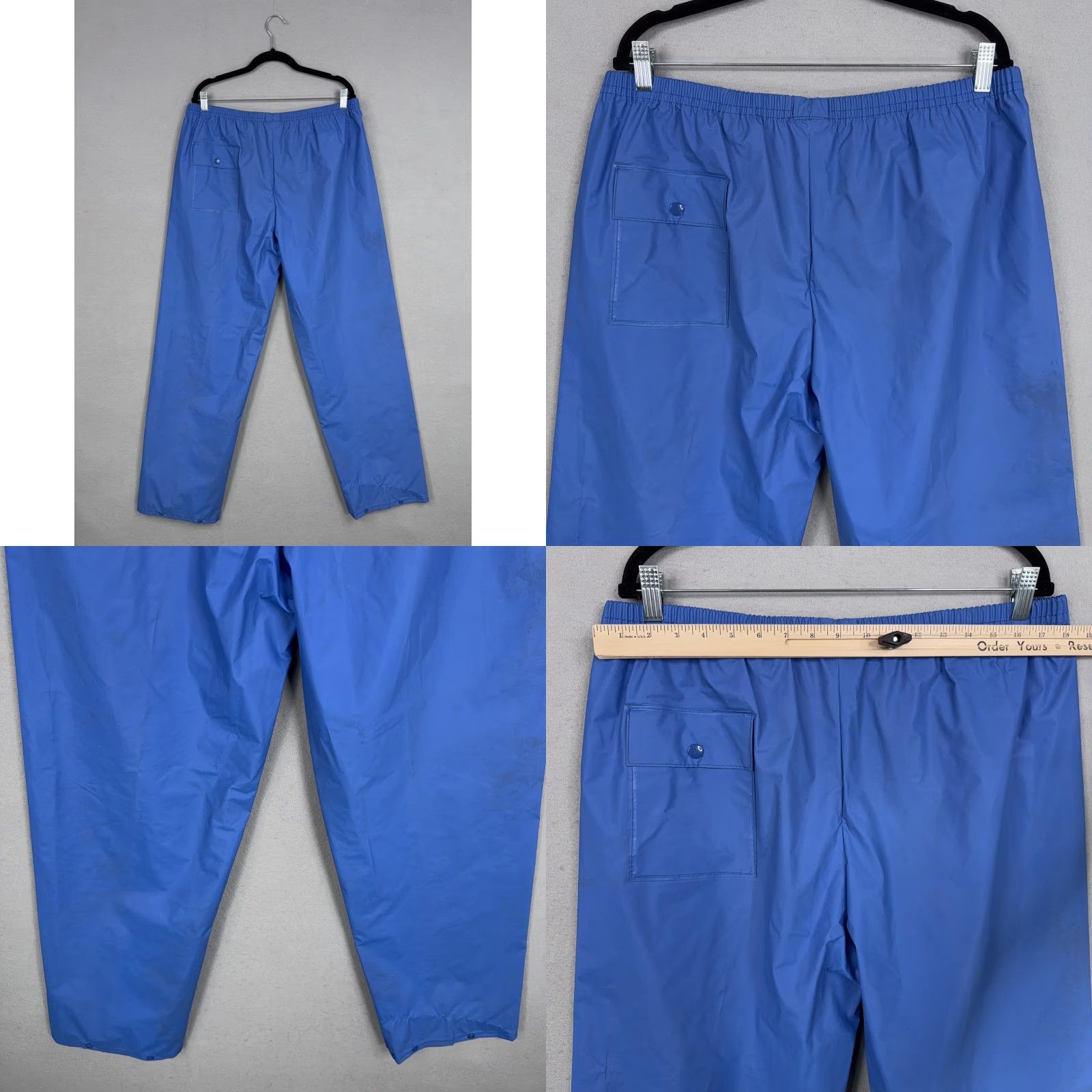 Vintage VINTAGE L.L. Bean Rain Pants Mens Large Blue PVC Nylon Elastic Waist 80s 90s Pants Mens Large Blue Waterproof Rain Pants Size US 33 - 9 Thumbnail