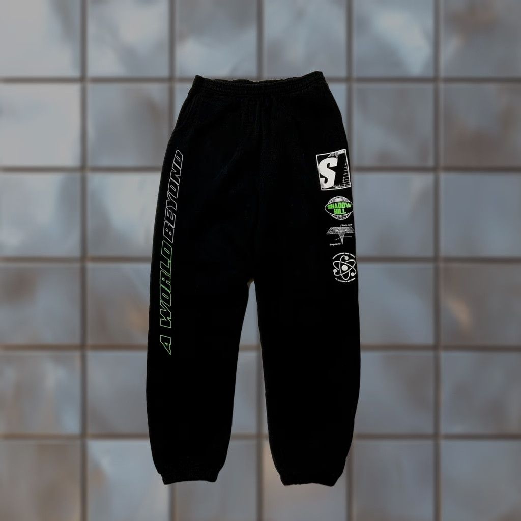 Shadow Hill Shadow Hill USA A World Beyond Heavyweight Black Fleece Jogger Sweatpants Sz. L Men Regular Pants Size L Black Sweatpants Size US 33 - 1 Thumbnail