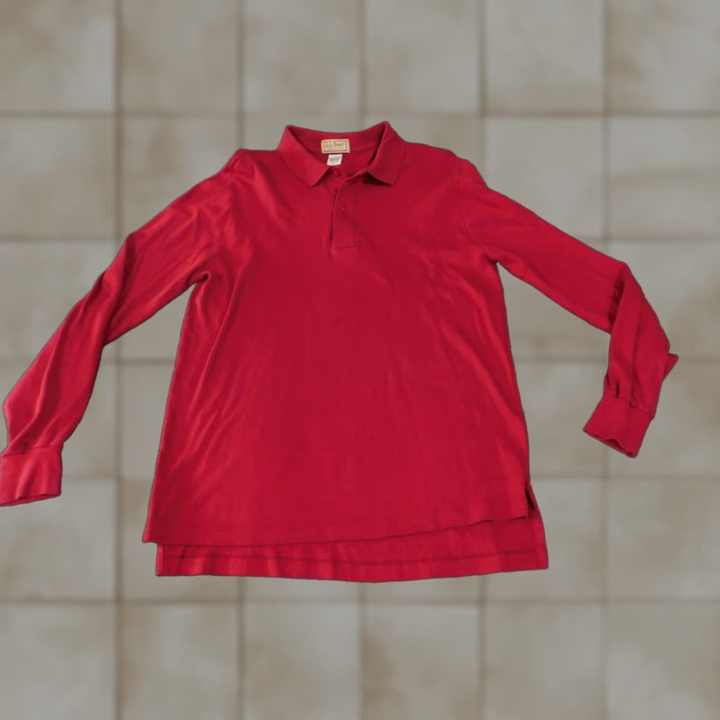 Vintage VINTAGE LL Bean Shirt Mens Large Long Sleeve Made USA 90s Classic Polo Solid Red Cotton Size US L / EU 52-54 / 3 - 1 Thumbnail
