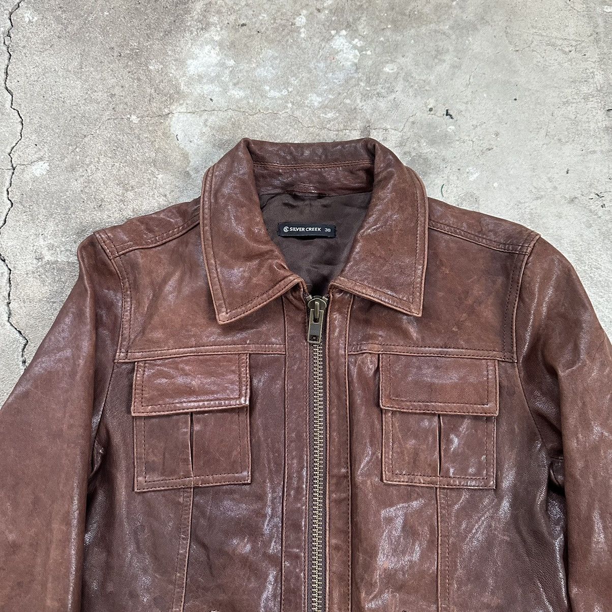 Vintage Vintage Avant Garde Leather Brown Jacket Size XS / US 0-2 / IT 36-38 - 7 Thumbnail