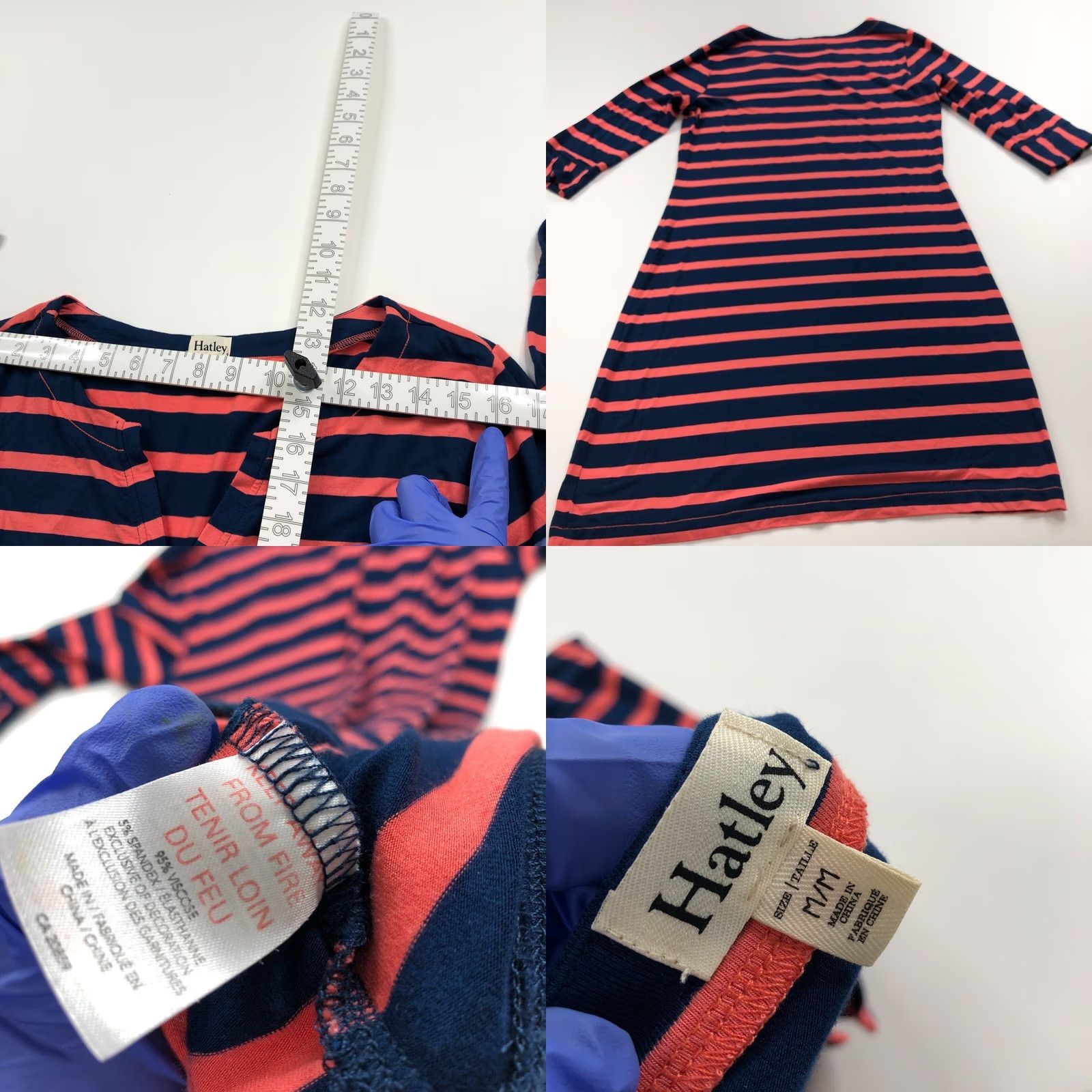 Vintage Hatley Dress Hatley Medium V-Neck Long Sleeve Women's Short Dress Blue Orange Knitted A-Line Pullover KS Ladies Womens Size M / US 6-8 / IT 42-44 - 8 Thumbnail