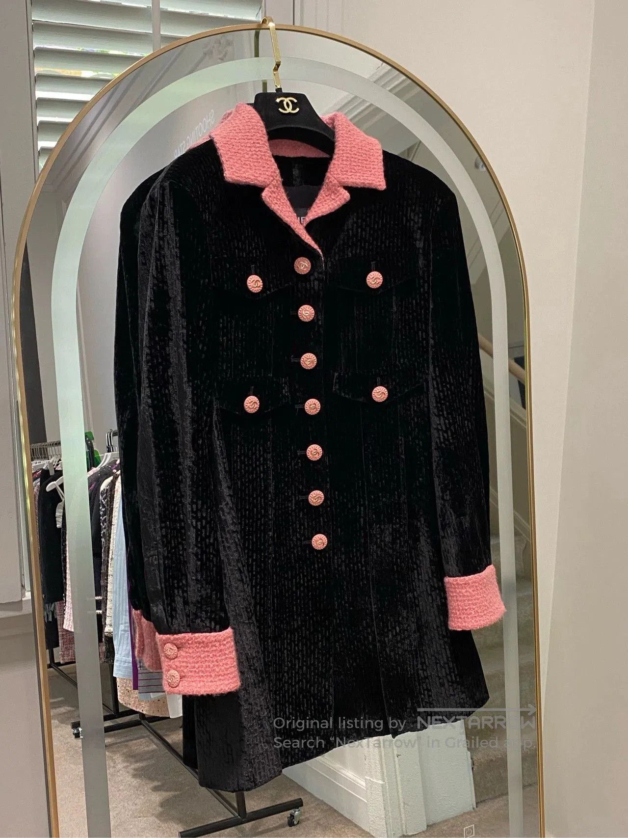 Chanel Chanel 2022 Black Velvet Long Coat. Size US M / EU 48-50 / 2 - 1 Thumbnail