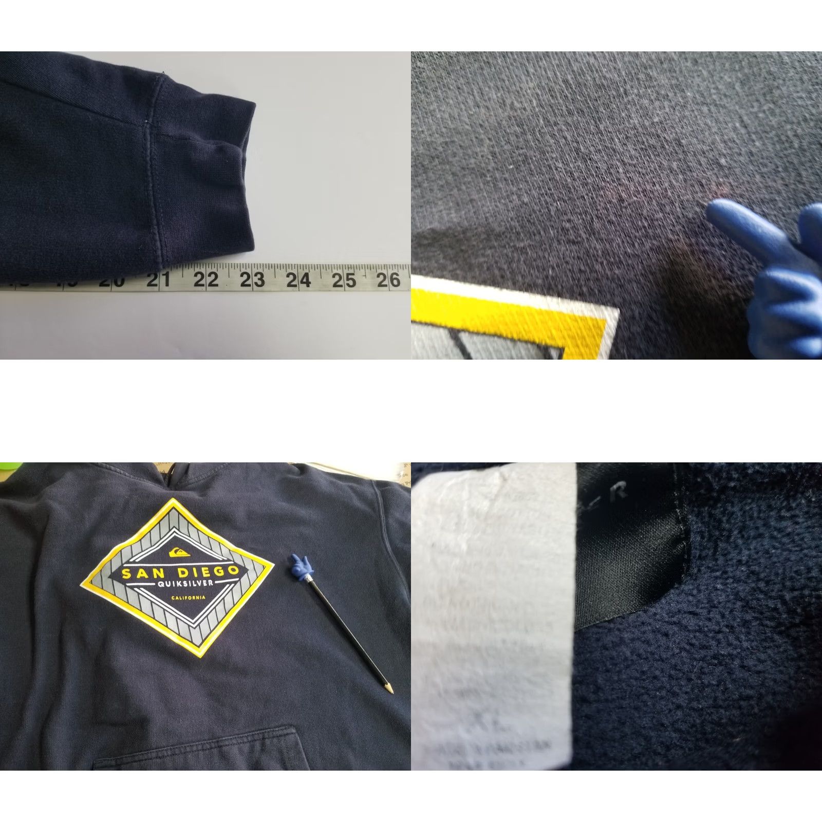 Quiksilver Quicksilver Hoodie Mens XL Blue Pullover Hoodie Sweatshirt with Logo, Long Sleeve, Cotton Blend, Outdoor, Pockets, Regular Fit, Brand Quiksilver Size US XL / EU 56 / 4 - 8 Thumbnail