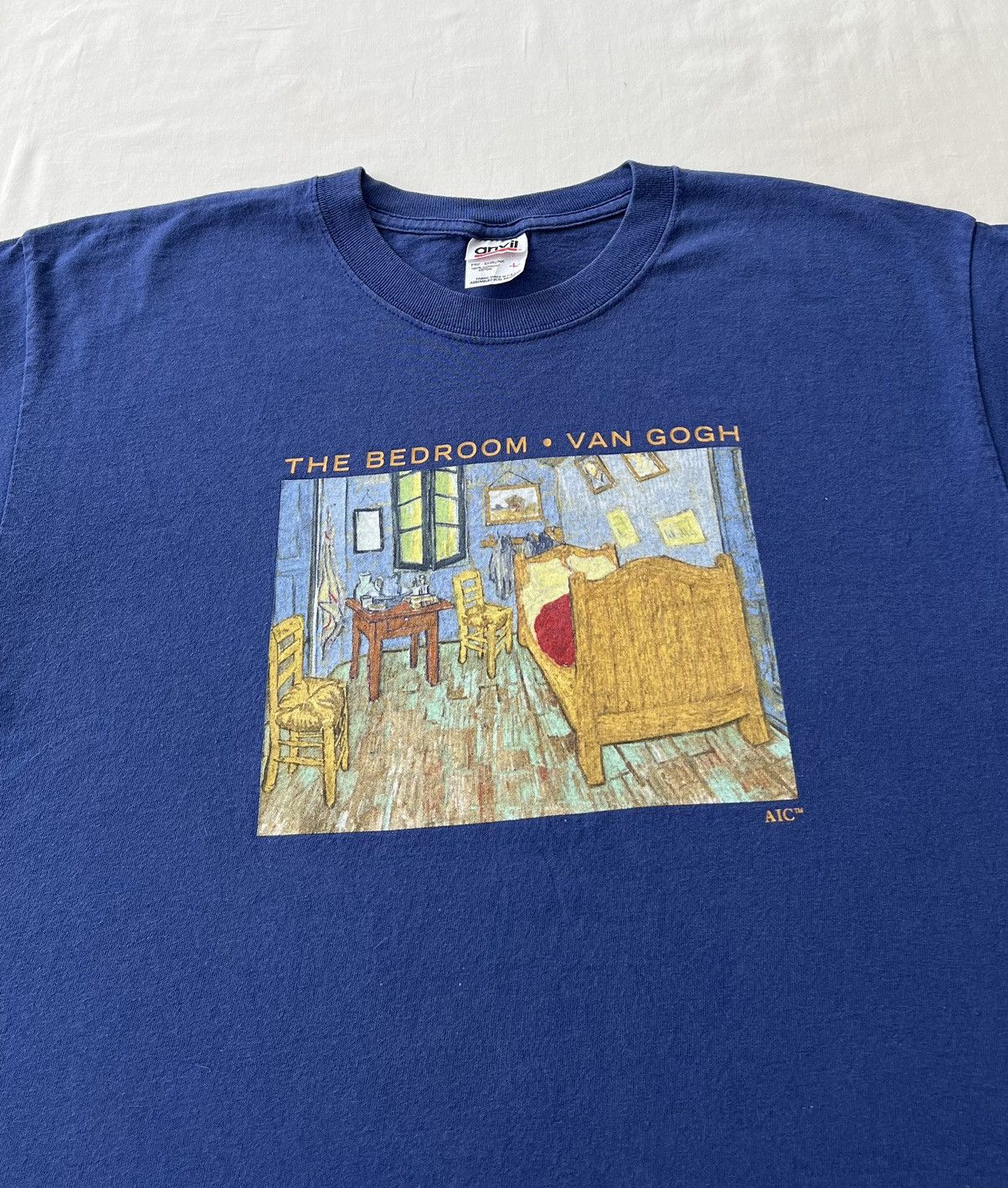 Arts & Science Vintage 2000s Van Gogh The Bedroom Art Blue T-shirt Size US L / EU 52-54 / 3 - 3 Thumbnail