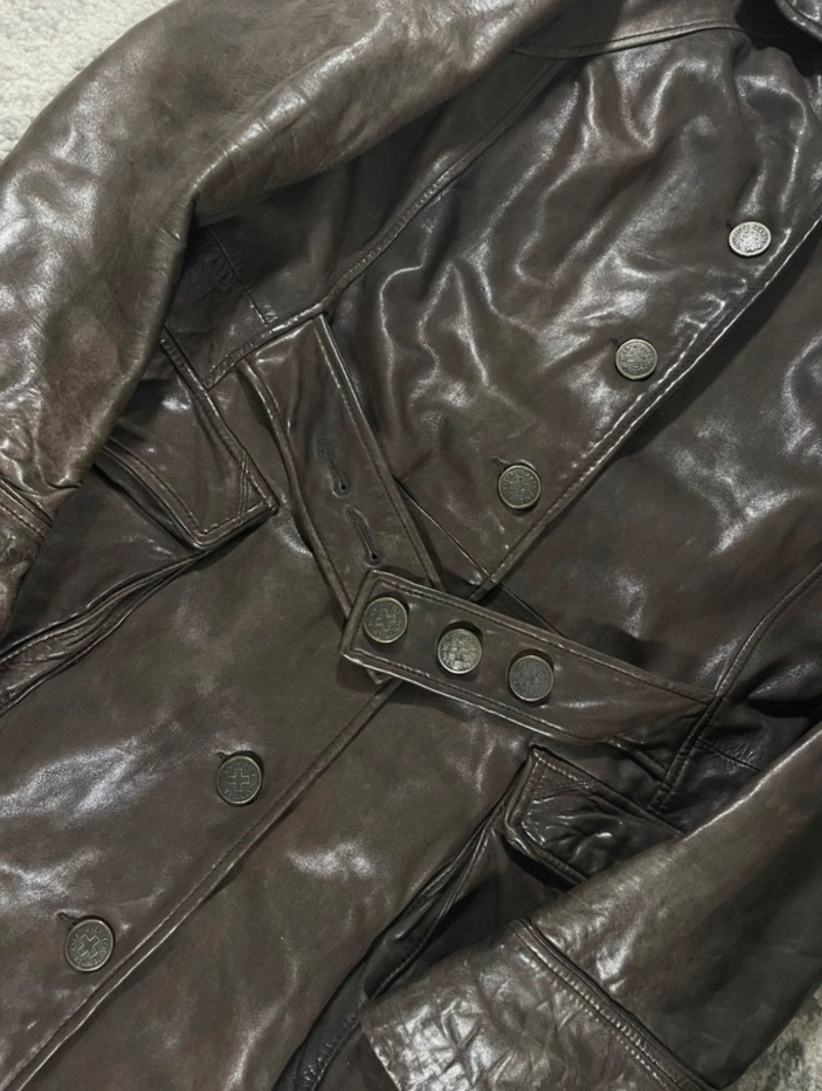 Jean Paul Gaultier Leather Military Trench by Jean Paul Gaultier Size M / US 6-8 / IT 42-44 - 4 Thumbnail