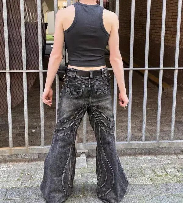 VIBE Retro washed distressed heavyweight corrugated bootcut jeans Size US 32 / EU 48 - 5 Thumbnail