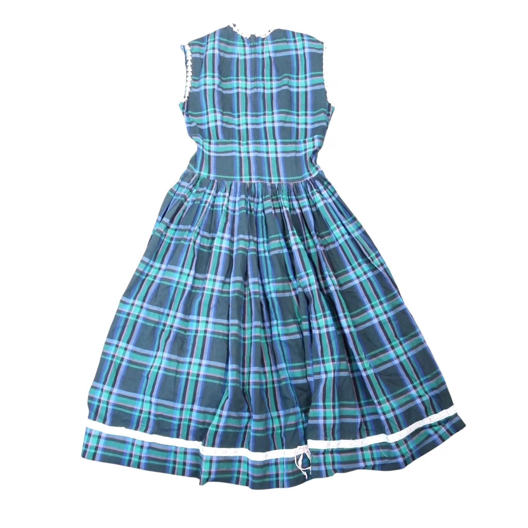 Vintage VINTAGE 60s Black and Blue Plaid A-line Midi Dress XS Dress Womens Vintage Plaid 50s 60s 60s Fashion Size XS / US 0-2 / IT 36-38 - 3 Thumbnail