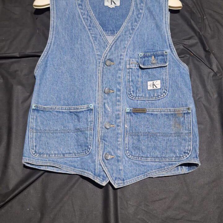 Calvin Klein × Vintage Vintage 90s Calvin Klein CK Denim Vest MADE IN USA Unisex L Size US L / EU 52-54 / 3 - 4 Thumbnail