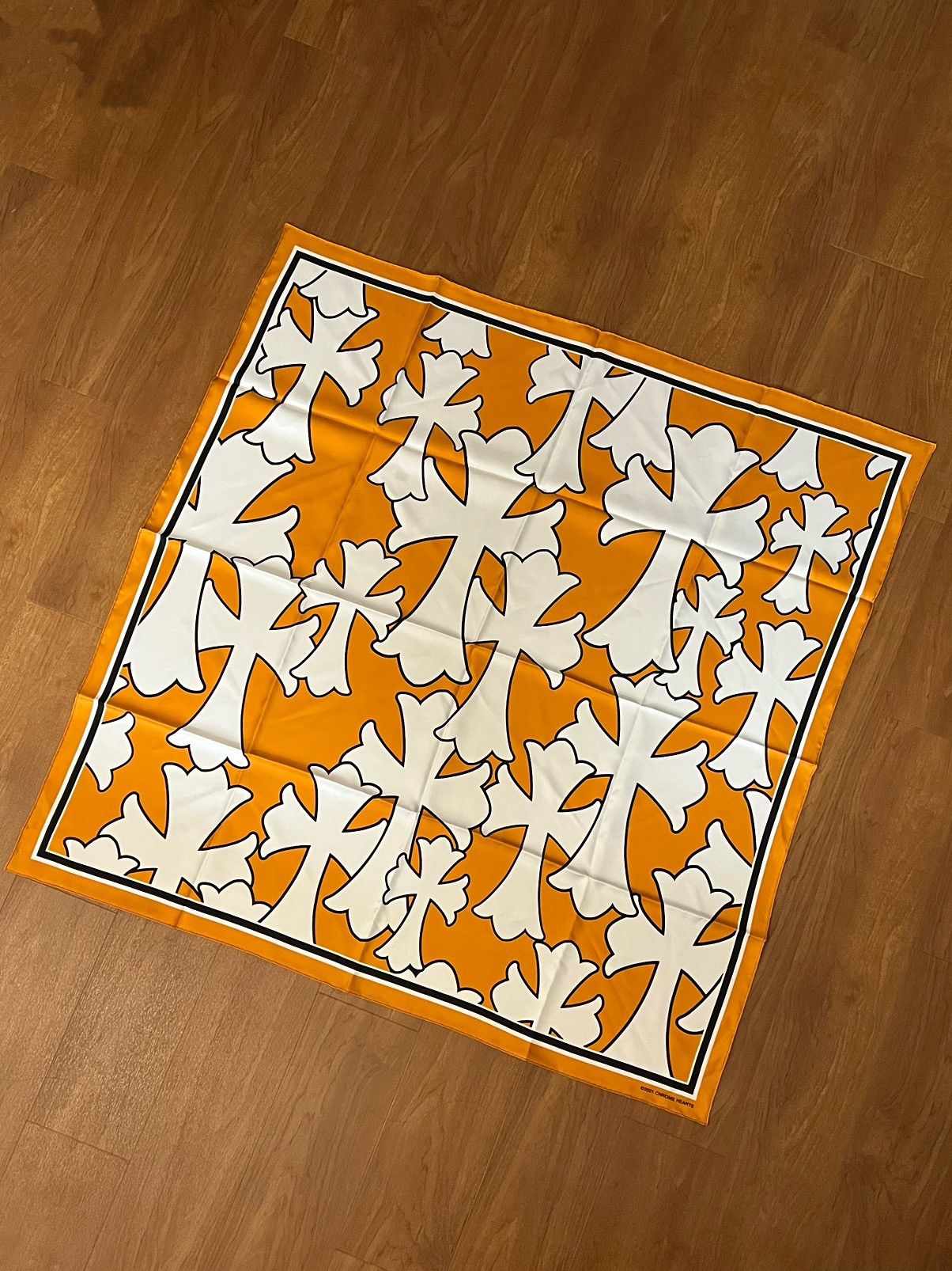 Chrome Hearts HUGE Chrome Hearts Cemetery Cross Silk Scarf | Grailed