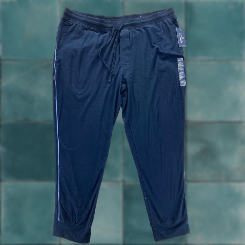 Stafford Stafford Pajama Pants Mens 2XL Blue Stretch Fabric Joggers Drawstring Tapered Clothing Size US 39 - 1 Thumbnail