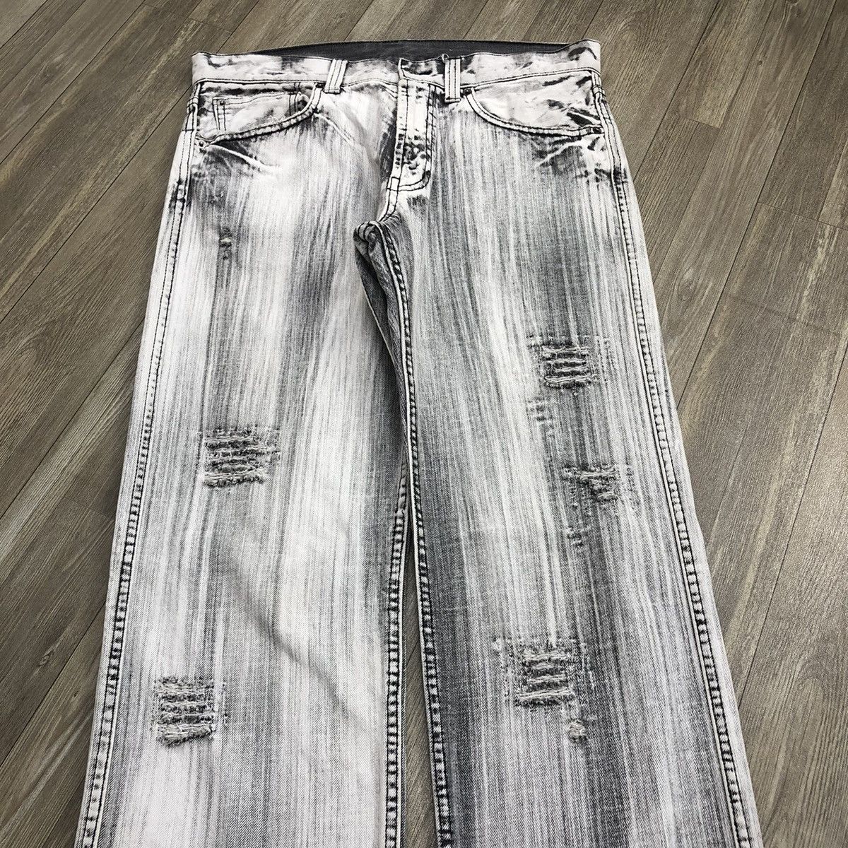 Tornado Mart 2000s Tornado Mart Style Bleached Punk Distressed Jeans Size US 34 / EU 50 - 3 Thumbnail