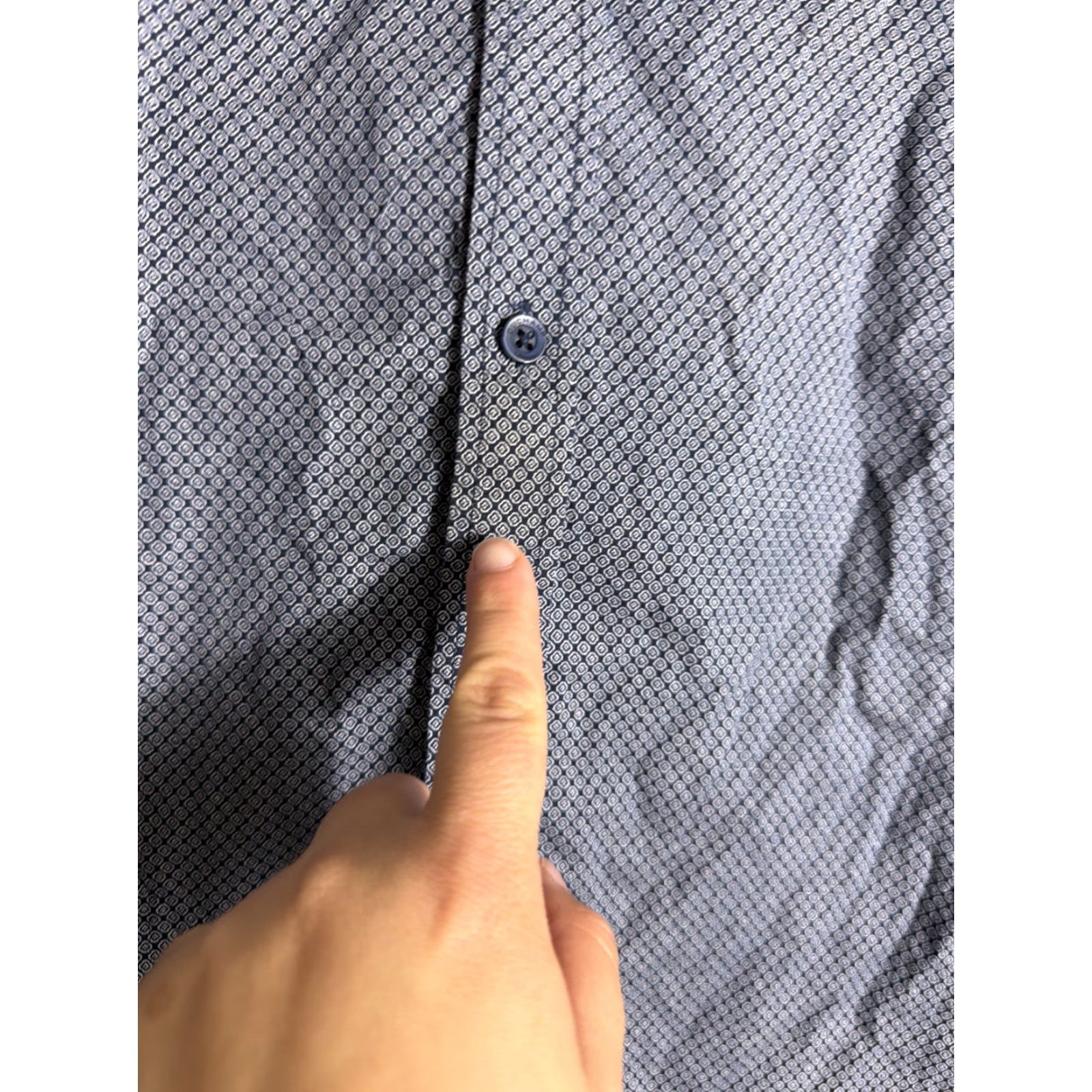Vintage **Duchamp London Men's XL Blue Geometric Button-Up Shirt** User: Duchamp London Men's XL Blue Geometric Button-Up Shirt Size US 36 / EU 52 - 5 Thumbnail