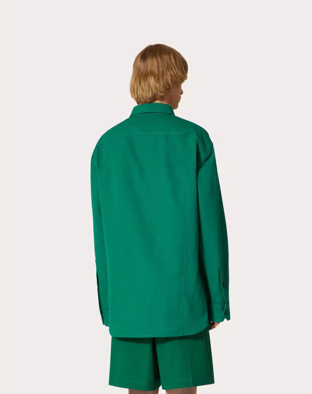 Valentino oc11z0725 Stretch Cotton Canvas Shirt in Green Size US L / EU 52-54 / 3 - 5 Thumbnail
